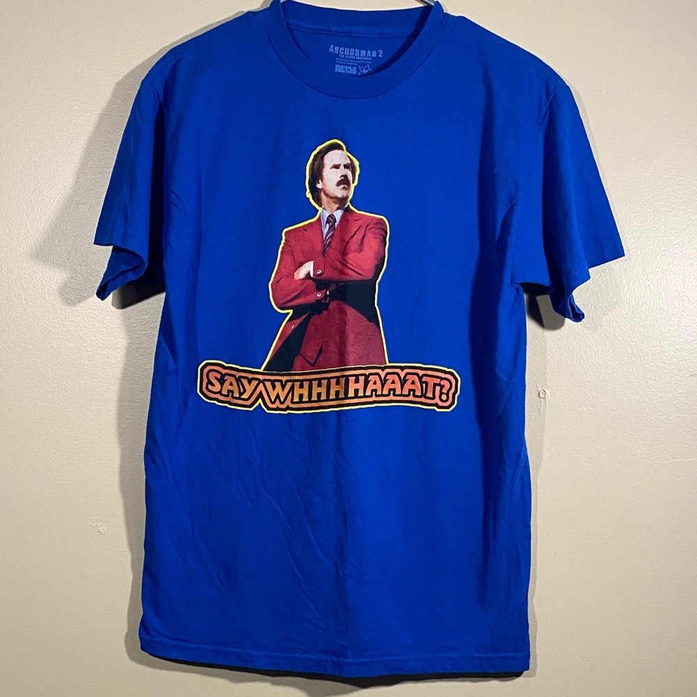 Ripple Junction Anchorman 2 Ron Burgundy Blue Graphic Tee M